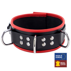 The Red Collier en cuir avec 3 Anneaux D Rouge